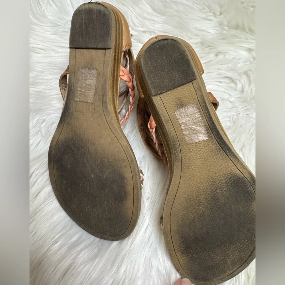 Stylish Braided Sandals in Tan and Pink
